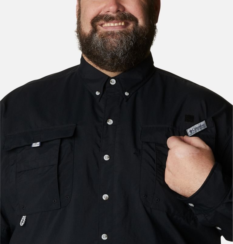 Men's Columbia PFG Bahama II Long Sleeve Shirts Black | Plus Size CA-F8506